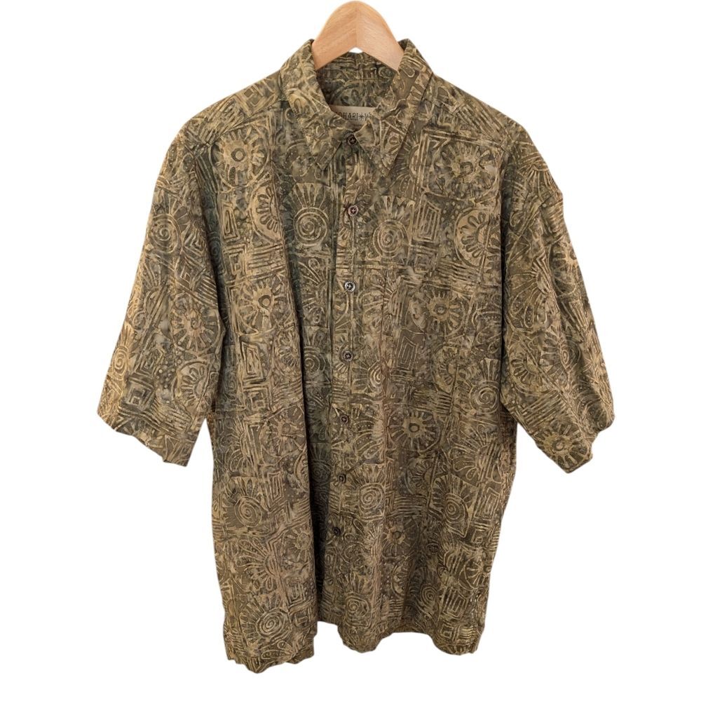 Johari West Batik Hawaiian Shirt Short Sleeve Green XL